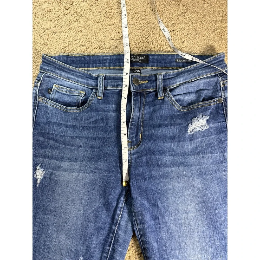 Judy Blue Relaxed Fit Jeans Women 11/30 Distressed Blue Denim Mid Rise Preppy
